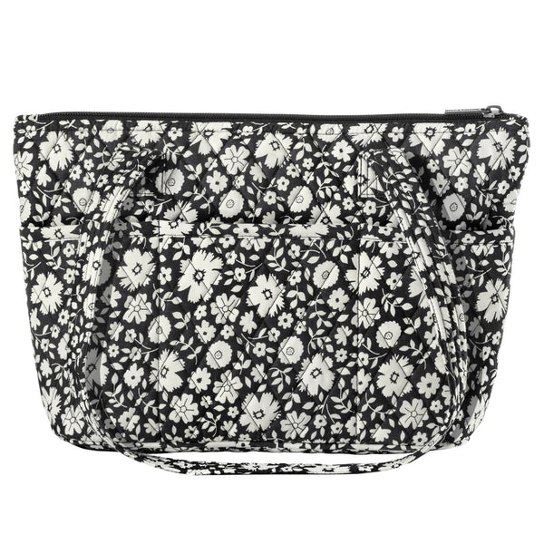 Bicolor Floral Black Small Shoulder Tote