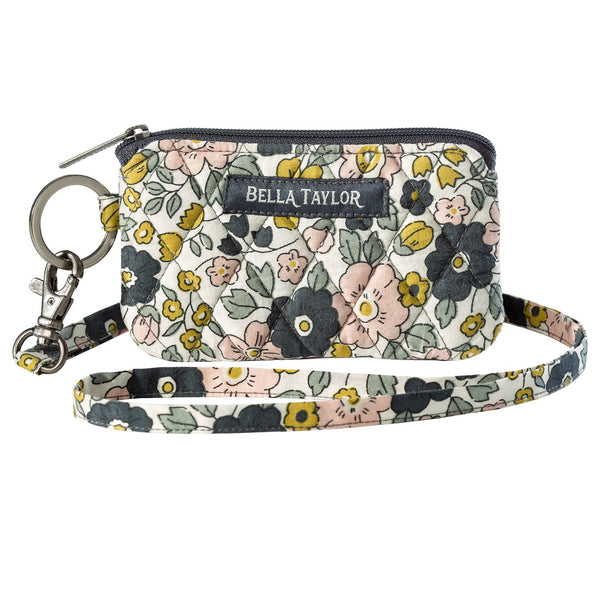 Delicate Floral Charcoal ID Lanyard