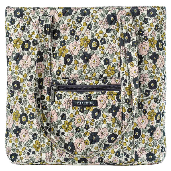 Delicate Floral Charcoal Large Shoulder Tote