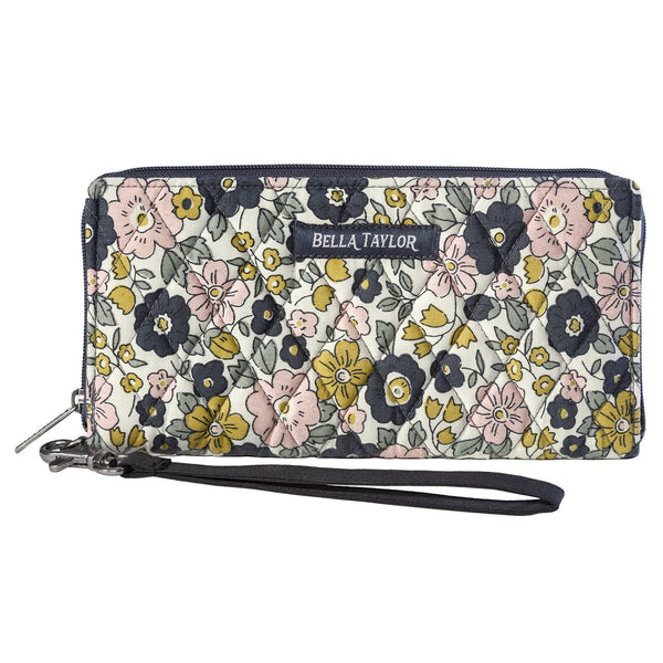 Delicate Floral Charcoal RFID Envelope Wallet