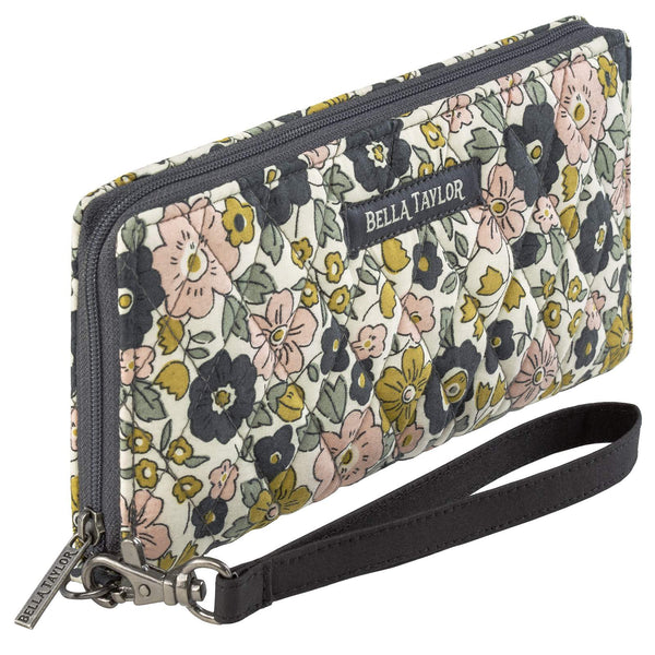 Delicate Floral Charcoal RFID Envelope Wallet