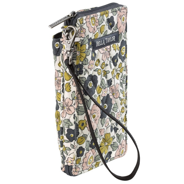 Delicate Floral Charcoal RFID Modern Wristlet Wallet