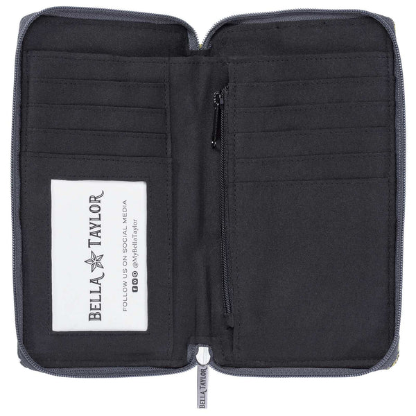 Delicate Floral Charcoal RFID Modern Wristlet Wallet