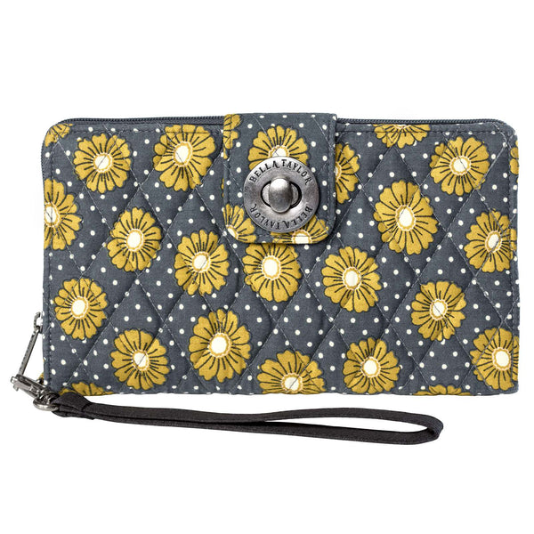 Dotted Daisy Charcoal RFID Cash System Wallet