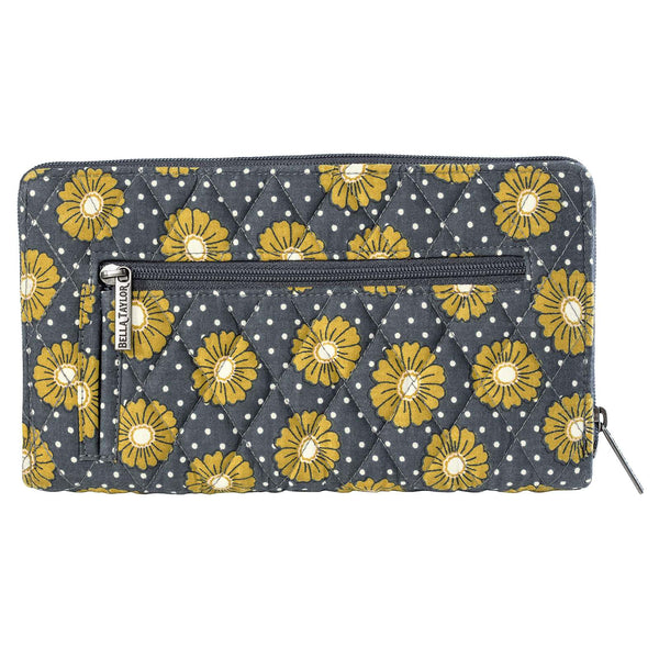 Dotted Daisy Charcoal RFID Cash System Wallet