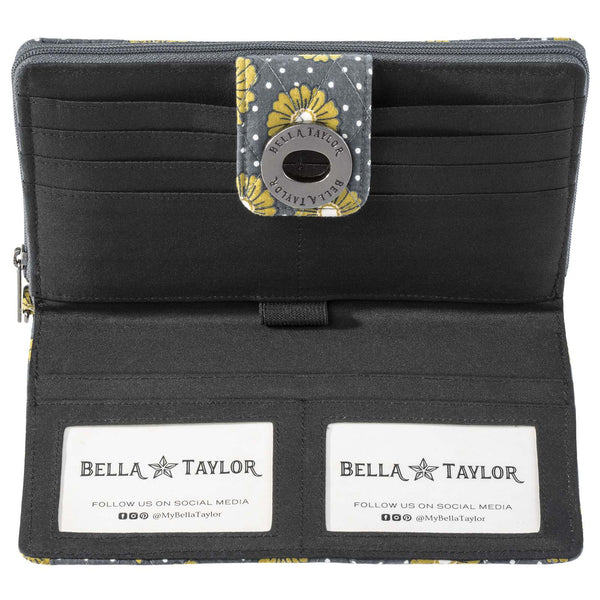 Dotted Daisy Charcoal RFID Cash System Wallet