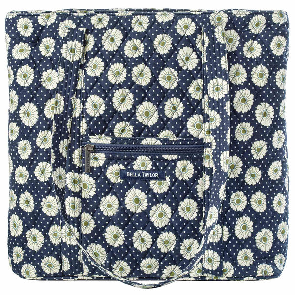 Dotted Daisy Navy Large Shoulder Tote