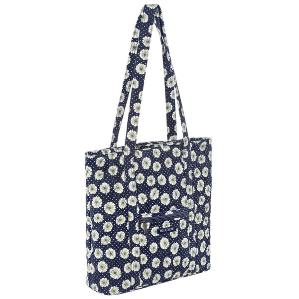 Dotted Daisy Navy Large Shoulder Tote