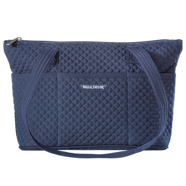 Solid Navy Small Shoulder Tote