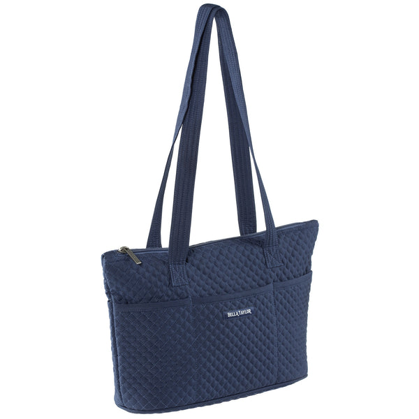 Solid Navy Small Shoulder Tote