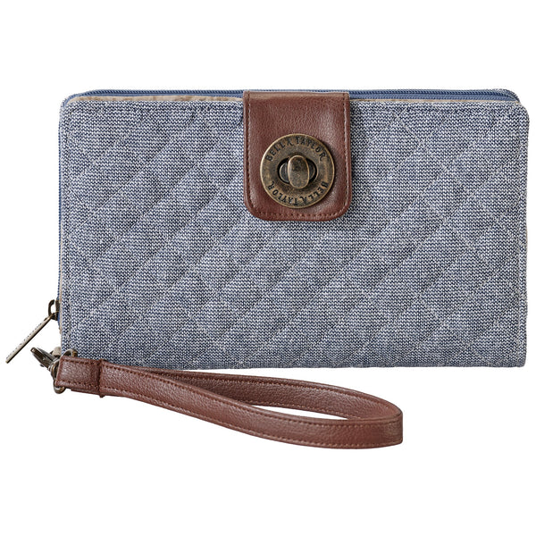 Blue Chambray RFID Cash System Wallet