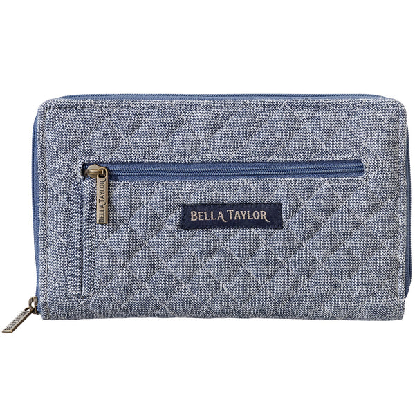 Blue Chambray RFID Wrist Strap Wallet