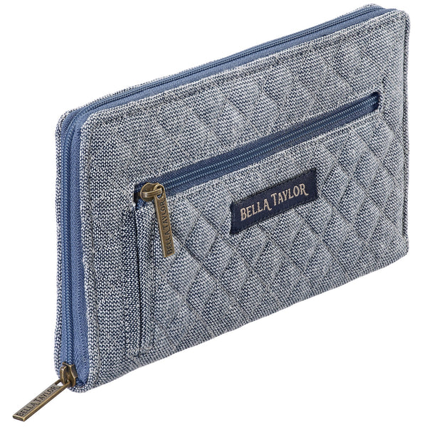 Blue Chambray RFID Wrist Strap Wallet