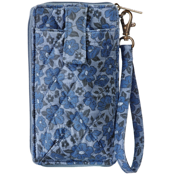 Navy Floral RFID Cell Phone Wristlet