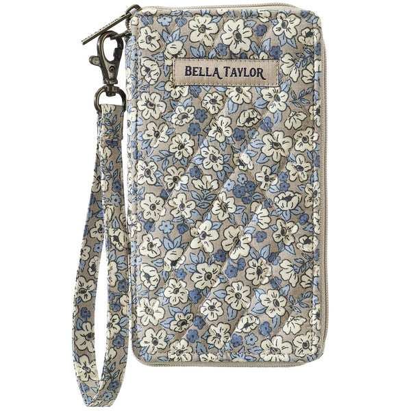 Khaki Floral RFID Cell Phone Wristlet