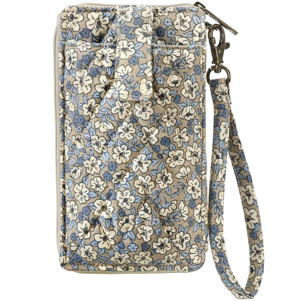 Khaki Floral RFID Cell Phone Wristlet