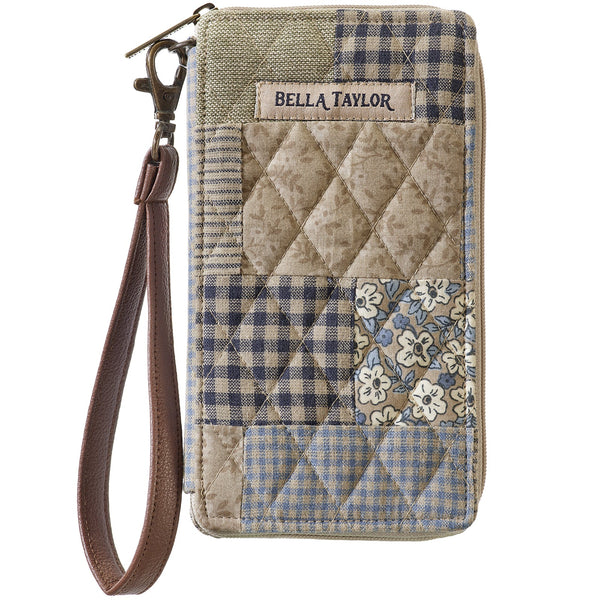 Khaki Patchwork RFID Cell Phone Wristlet