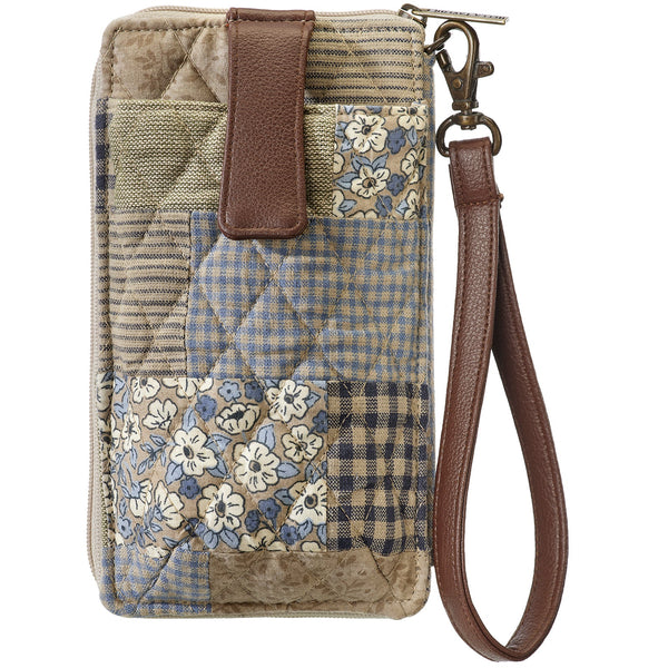 Khaki Patchwork RFID Cell Phone Wristlet