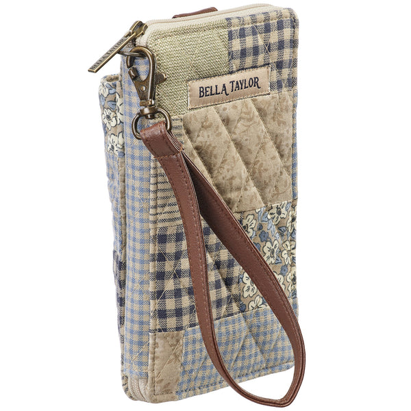 Khaki Patchwork RFID Cell Phone Wristlet