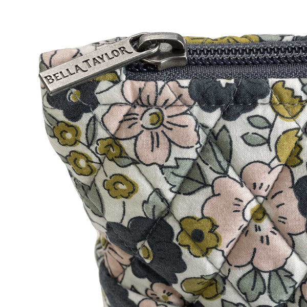 Delicate Floral Charcoal RFID Modern Wristlet Wallet
